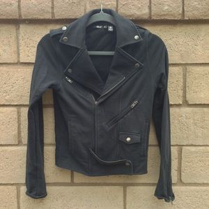 cropped cotton moto jacket